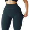 imageSUUKSESS Women Ribbed Seamless Leggings High Waisted Workout Gym Yoga Pants18 Deep Green