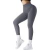 imageSUUKSESS Women Ribbed Seamless Leggings High Waisted Workout Gym Yoga Pants18 Grey