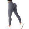 imageSUUKSESS Women Ribbed Seamless Leggings High Waisted Workout Gym Yoga Pants18 Grey