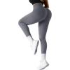 imageSUUKSESS Women Ribbed Seamless Leggings High Waisted Workout Gym Yoga Pants18 Grey