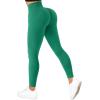 imageSUUKSESS Women Ribbed Seamless Leggings High Waisted Workout Gym Yoga Pants18 Jade Green