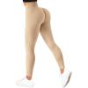 imageSUUKSESS Women Ribbed Seamless Leggings High Waisted Workout Gym Yoga Pants18 Khaki