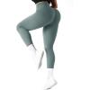 imageSUUKSESS Women Ribbed Seamless Leggings High Waisted Workout Gym Yoga Pants18 Light Green