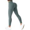imageSUUKSESS Women Ribbed Seamless Leggings High Waisted Workout Gym Yoga Pants18 Light Green