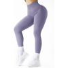 imageSUUKSESS Women Ribbed Seamless Leggings High Waisted Workout Gym Yoga Pants18 Light Purple