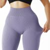 imageSUUKSESS Women Ribbed Seamless Leggings High Waisted Workout Gym Yoga Pants18 Light Purple