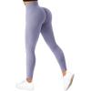 imageSUUKSESS Women Ribbed Seamless Leggings High Waisted Workout Gym Yoga Pants18 Light Purple