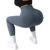 imageSUUKSESS Women Ribbed Seamless Leggings High Waisted Workout Gym Yoga Pants18 Navy Blue