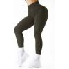 imageSUUKSESS Women Ribbed Seamless Leggings High Waisted Workout Gym Yoga Pants18 Olive Green