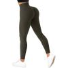 imageSUUKSESS Women Ribbed Seamless Leggings High Waisted Workout Gym Yoga Pants18 Olive Green