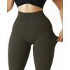 imageSUUKSESS Women Ribbed Seamless Leggings High Waisted Workout Gym Yoga Pants18 Olive Green