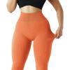 imageSUUKSESS Women Ribbed Seamless Leggings High Waisted Workout Gym Yoga Pants18 Orange