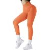 imageSUUKSESS Women Ribbed Seamless Leggings High Waisted Workout Gym Yoga Pants18 Orange