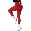 imageSUUKSESS Women Ribbed Seamless Leggings High Waisted Workout Gym Yoga Pants18 Red