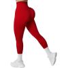 imageSUUKSESS Women Ribbed Seamless Leggings High Waisted Workout Gym Yoga Pants18 Red