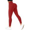 imageSUUKSESS Women Ribbed Seamless Leggings High Waisted Workout Gym Yoga Pants18 Red
