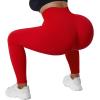 imageSUUKSESS Women Ribbed Seamless Leggings High Waisted Workout Gym Yoga Pants18 Red