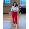 imageSUUKSESS Women Ribbed Seamless Leggings High Waisted Workout Gym Yoga Pants18 Red
