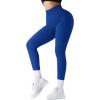 imageSUUKSESS Women Ribbed Seamless Leggings High Waisted Workout Gym Yoga Pants18 Royal Blue