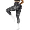 imageSUUKSESS Women Ribbed Seamless Leggings High Waisted Workout Gym Yoga Pants18 Tie Dye Black
