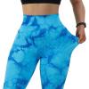 imageSUUKSESS Women Ribbed Seamless Leggings High Waisted Workout Gym Yoga Pants18 Tie Dye Blue