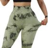 imageSUUKSESS Women Ribbed Seamless Leggings High Waisted Workout Gym Yoga Pants18 Tie Dye Green