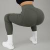imageSUUKSESS Women Ribbed Seamless Leggings High Waisted Workout Gym Yoga Pants52 Pockets Army Green