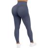 imageSUUKSESS Women Ribbed Seamless Leggings High Waisted Workout Gym Yoga Pants52 Pockets Blue