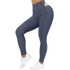 imageSUUKSESS Women Ribbed Seamless Leggings High Waisted Workout Gym Yoga Pants52 Pockets Blue