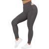 imageSUUKSESS Women Ribbed Seamless Leggings High Waisted Workout Gym Yoga Pants52 Pockets Grey