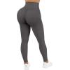 imageSUUKSESS Women Ribbed Seamless Leggings High Waisted Workout Gym Yoga Pants52 Pockets Grey