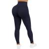 imageSUUKSESS Women Ribbed Seamless Leggings High Waisted Workout Gym Yoga Pants52 Pockets Navy Blue