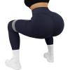 imageSUUKSESS Women Ribbed Seamless Leggings High Waisted Workout Gym Yoga Pants52 Pockets Navy Blue