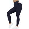 imageSUUKSESS Women Ribbed Seamless Leggings High Waisted Workout Gym Yoga Pants52 Pockets Navy Blue