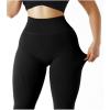 imageSUUKSESS Women Ribbed Seamless Leggings High Waisted Workout Gym Yoga PantsBlack