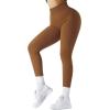 imageSUUKSESS Women Ribbed Seamless Leggings High Waisted Workout Gym Yoga PantsBrown