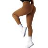 imageSUUKSESS Women Ribbed Seamless Leggings High Waisted Workout Gym Yoga PantsBrown