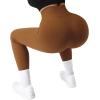 imageSUUKSESS Women Ribbed Seamless Leggings High Waisted Workout Gym Yoga PantsBrown