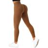 imageSUUKSESS Women Ribbed Seamless Leggings High Waisted Workout Gym Yoga PantsBrown