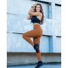 imageSUUKSESS Women Ribbed Seamless Leggings High Waisted Workout Gym Yoga PantsBrown