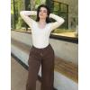 imageSUUKSESS Women Ribbed Seamless Long Sleeve Bodysuit Square Scoop Notch Neck BodysuitScoop Beige