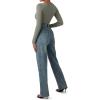 imageSUUKSESS Women Ribbed Seamless Long Sleeve Bodysuit Square Scoop Notch Neck BodysuitScoop Grey