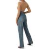 imageSUUKSESS Women Ribbed Seamless Long Sleeve Bodysuit Square Scoop Notch Neck BodysuitScoop Khaki