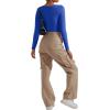 imageSUUKSESS Women Ribbed Seamless Long Sleeve Bodysuit Square Scoop Notch Neck BodysuitSquare Royal Blue