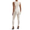 imageSUUKSESS Women Ribbed Seamless One Piece Jumpsuits Zip Up Sexy Bodycon Romper1 Beige