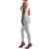imageSUUKSESS Women Ribbed Seamless One Piece Jumpsuits Zip Up Sexy Bodycon Romper1 Grey