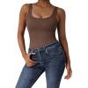 imageSUUKSESS Women Ribbed Sexy Bodysuit Sleeveless Square Neck Padded Tank Top1 Coffee