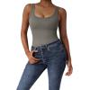imageSUUKSESS Women Ribbed Sexy Bodysuit Sleeveless Square Neck Padded Tank Top1 Grey