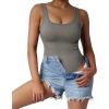 imageSUUKSESS Women Ribbed Sexy Bodysuit Sleeveless Square Neck Padded Tank Top1 Grey
