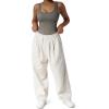 imageSUUKSESS Women Ribbed Sexy Bodysuit Sleeveless Square Neck Padded Tank Top1 Grey